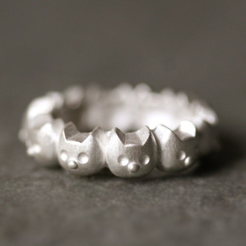 Sac Silver .925 Sterling Silver Cat Kitten Cute Fashion Ring - Band Sizes 5-10