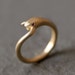 Snake Tail Ring in Brass with Gemstone Eyes, Ouroboros 