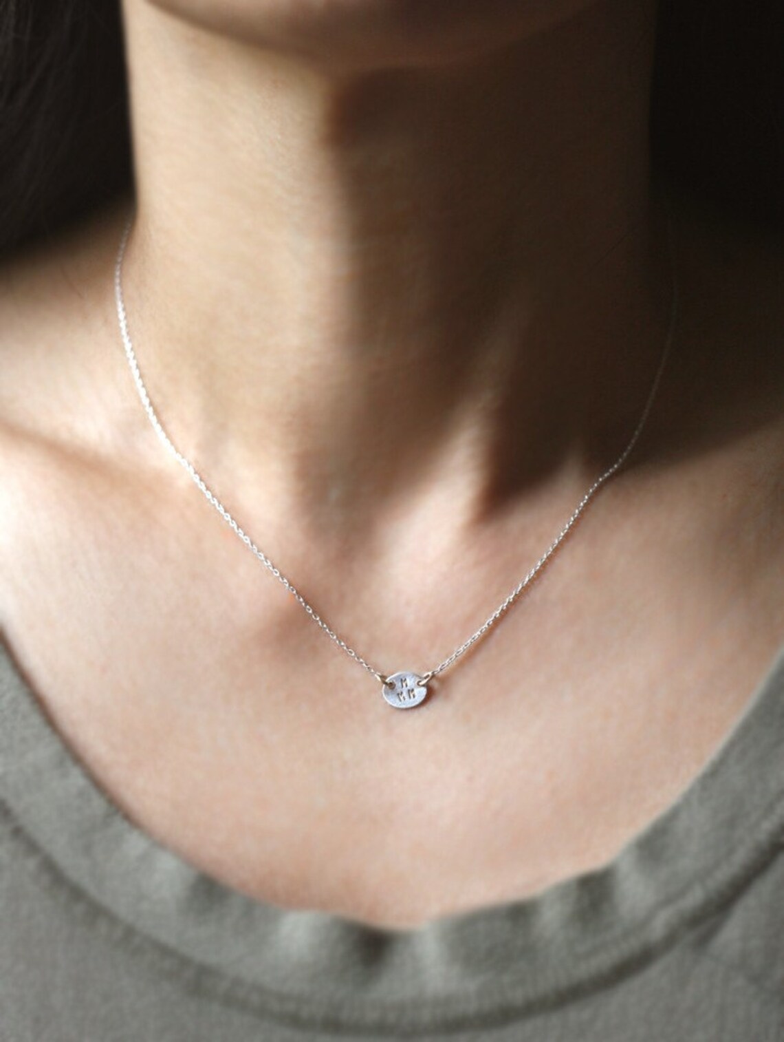 Side Oval Initial Necklace Personalized Etsy