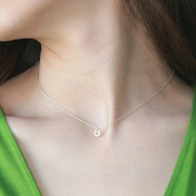 Heart Cutout Necklace in 14K Gold and Sterling Silver Etsy