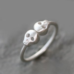 Double Baby Skull Ring in Sterling Silver