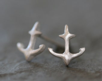 Anchor Stud Earrings in Sterling Silver