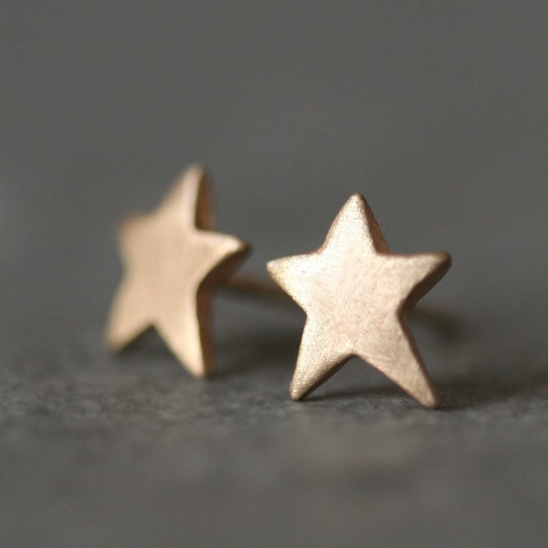 Star Stud Earrings in 14K Gold, Asymmetrical