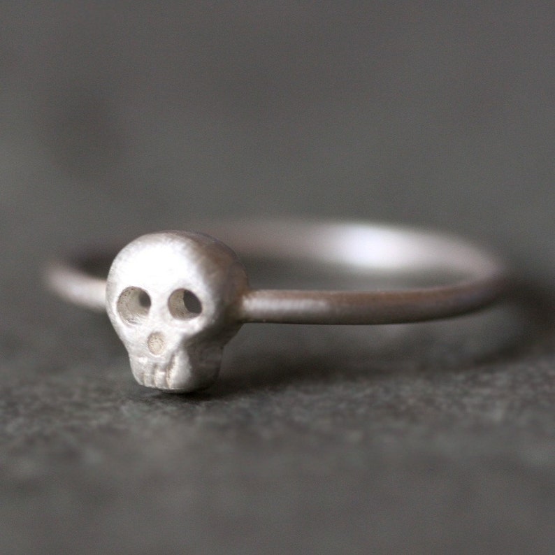 Baby Skull Ring in Sterling Silver image 2