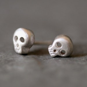 Baby Skull Earrings in Sterling Silver image 2