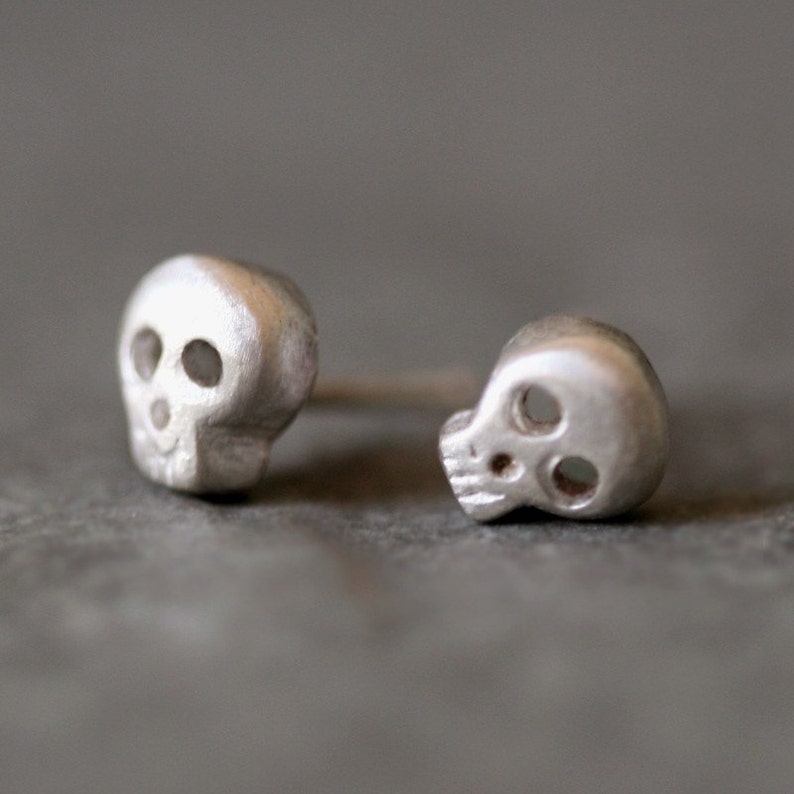 Baby Skull Earrings in Sterling Silver image 2