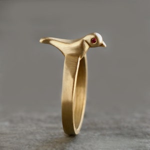 Bird Ring in Brass with Gemstones