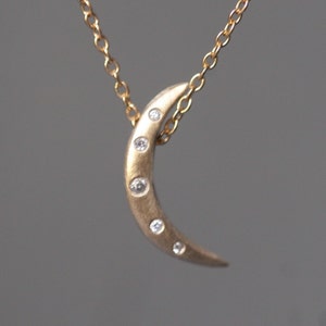 Crescent Moon Necklace with Diamond Options