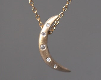 Crescent Moon Necklace with Diamond Options