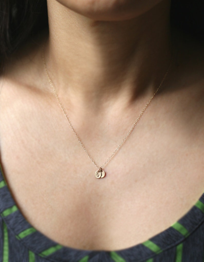Double Tiny Oval Initial Necklace Personalized Etsy