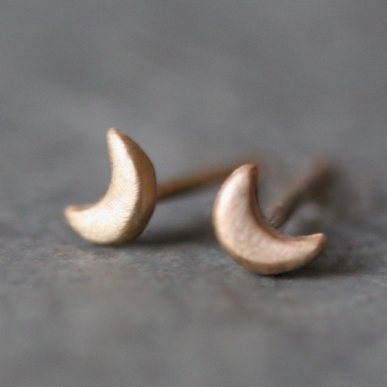 Tiny Moon Stud Earrings image 1