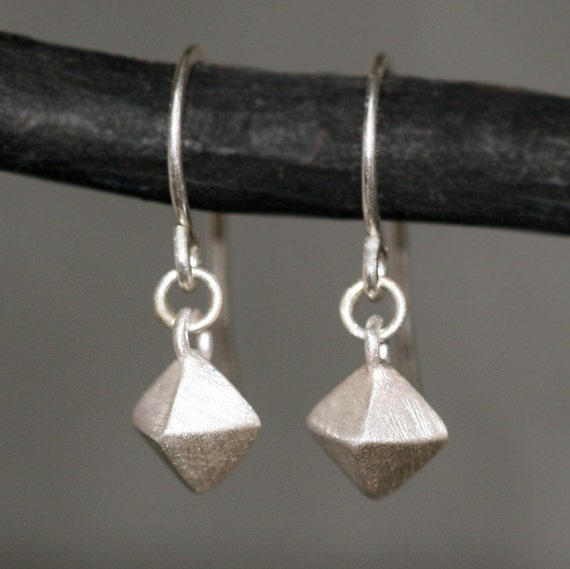 Items similar to Low Pyramid Dangle Earrings in Sterling Silver on Etsy