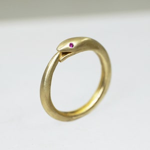 Ouroboros Snake Ring in Brass or Bronze with Gemstones