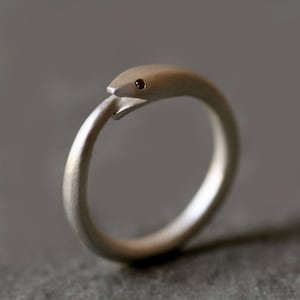 Ouroboros Snake Ring in Sterling Silver with Gemstones image 2