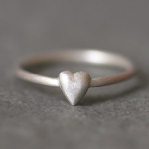 Tiny Puffy Heart Ring in Sterling Silver
