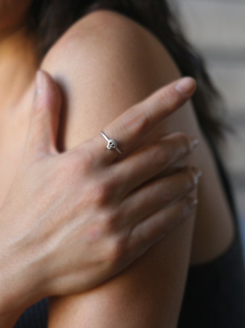 Baby Skull Ring in Sterling Silver image 3