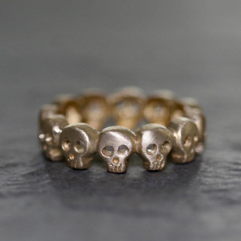 Baby Skull Eternity Band Ring in Brass UNISEX image 1