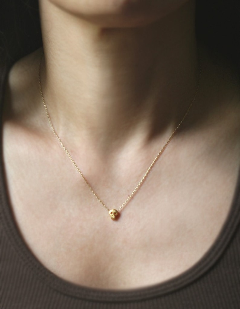 Baby Skull Necklace in 18K Gold Plate image 2