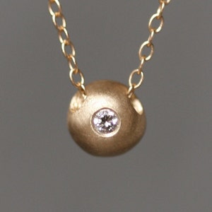 Single Diamond Ball Necklace in 14k Gold