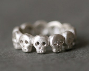 Baby Skull Eternity Band Ring in Sterling Silver UNISEX