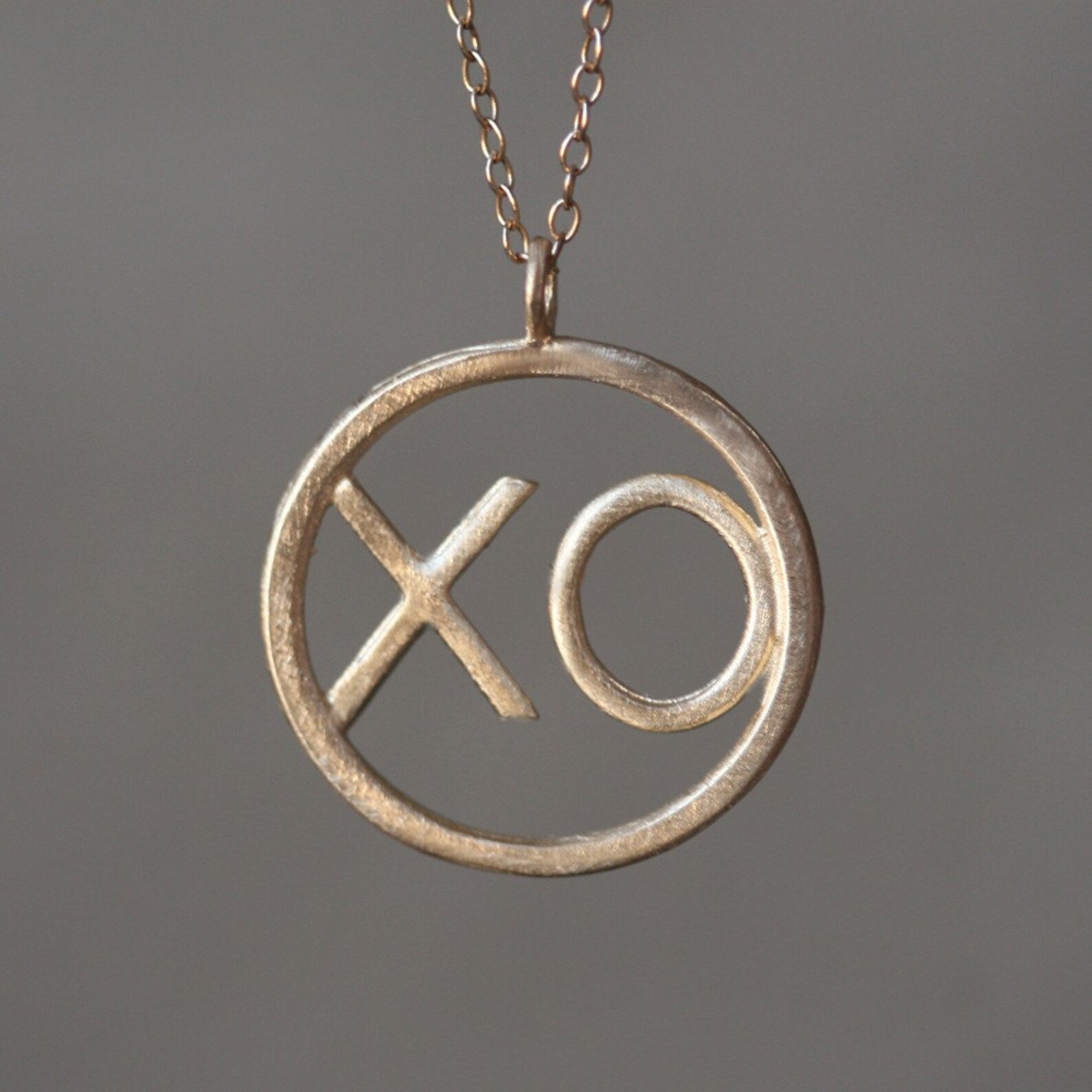 XO Pendant in 14K Gold Etsy