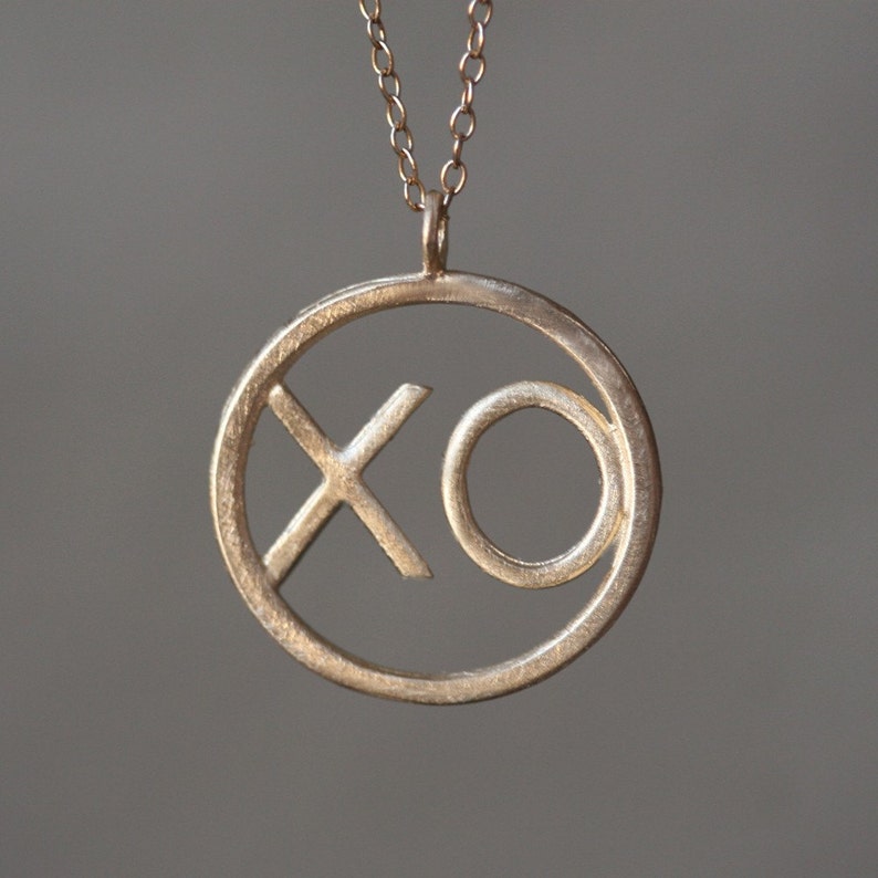 XO Pendant in 14K Gold Etsy
