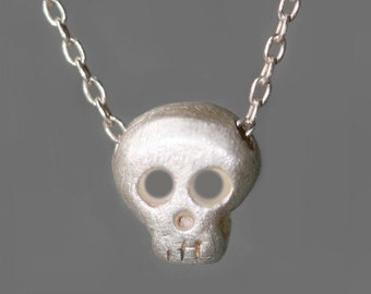 Baby Skull Necklace in Sterling Silver