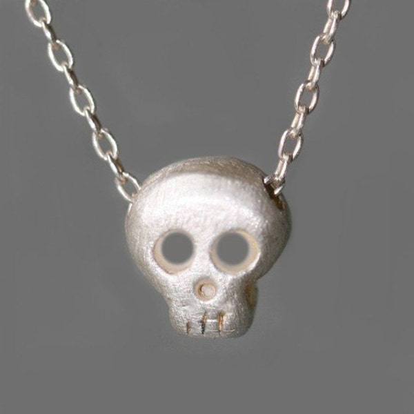 Baby Skull Necklace in Sterling Silver