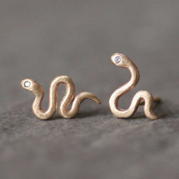 14k gold online snake stud earrings