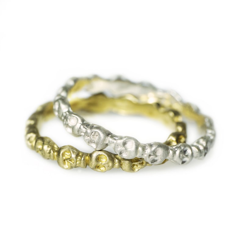 Mini Skull Eternity Band Ring in Sterling Silver, Alternative Wedding Band image 2