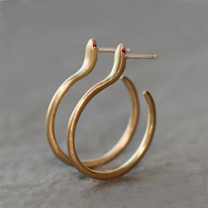 Small Snake Hoop Earrings with Gemstone Eyes