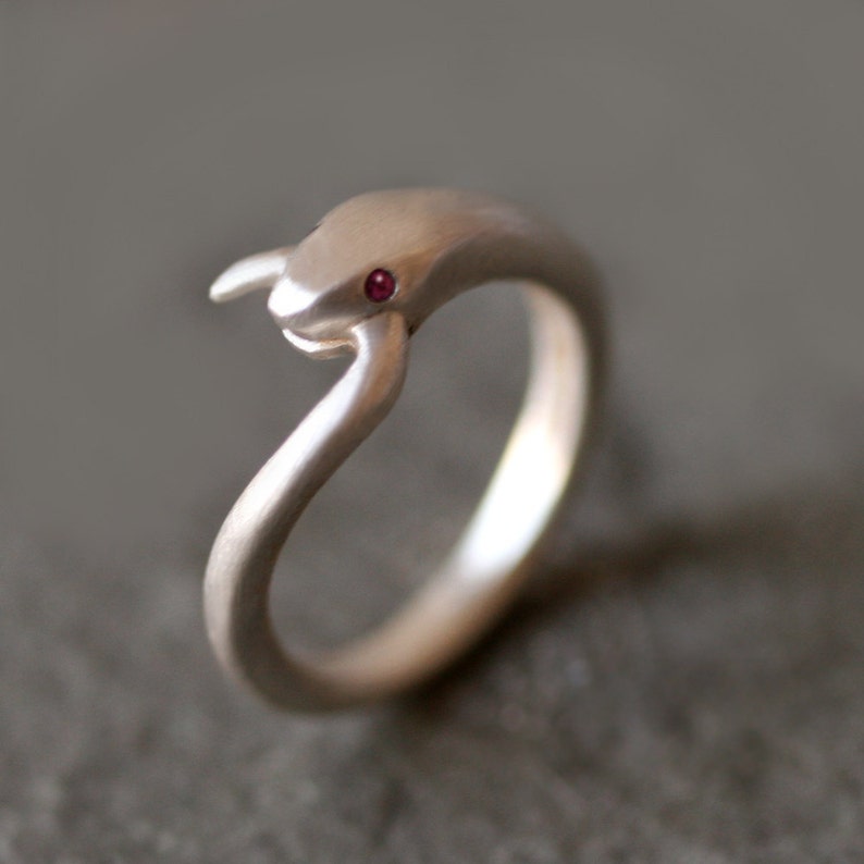 Snake Tail Ring in Sterling Silver with Gemstones 