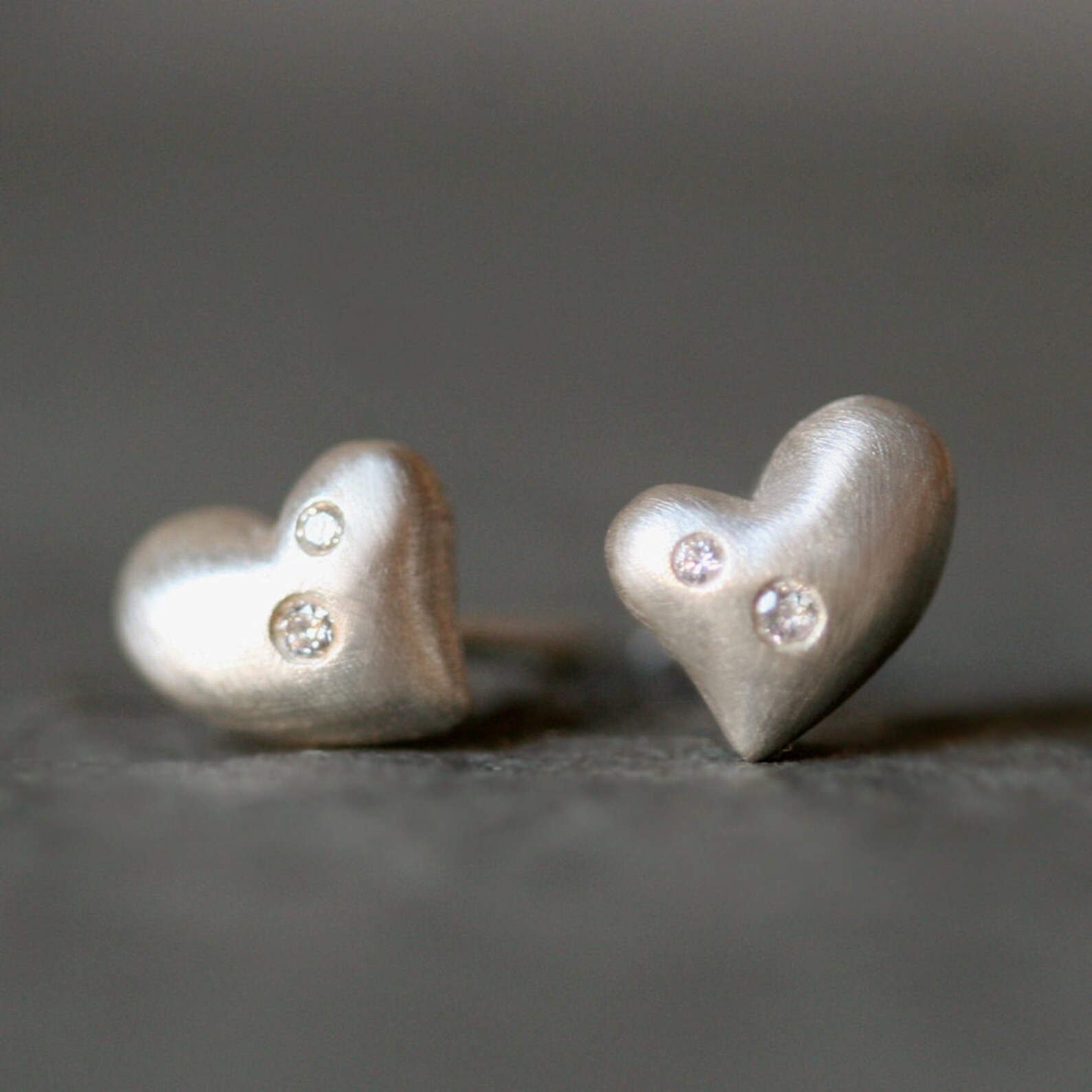 Puffy Heart Stud - Silver main image 1