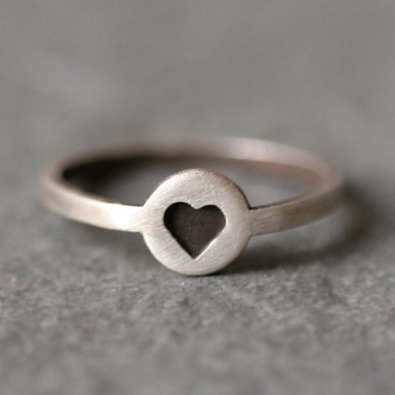 Black Heart Ring in Sterling Silver | Etsy