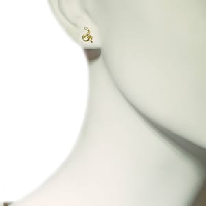 Mini Mismatched Snake Stud Earrings in 18K Gold Plate with CZ image 2