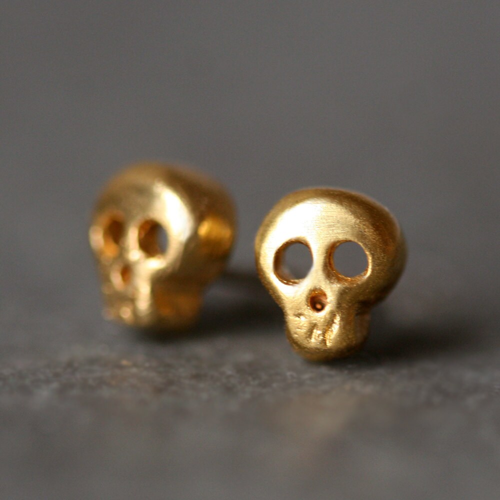 Baby Skull Earrings in 18K Gold Plate | Etsy