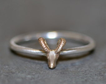 Ram Ring in 14K and Sterling Silver