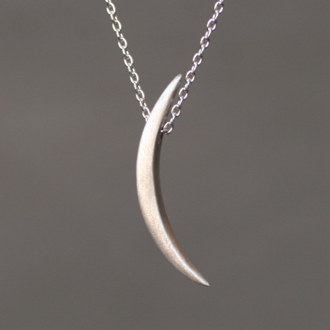 Long Crescent Moon Necklace Etsy
