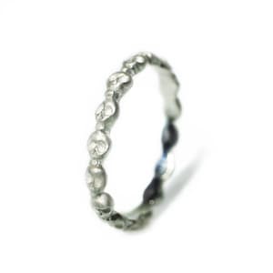 Mini Skull Eternity Band Ring in Sterling Silver, Alternative Wedding Band image 1