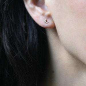 Tiny Moon Stud Earrings image 2