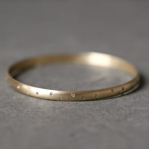 Diamond Studded Bangle in 10k Gold