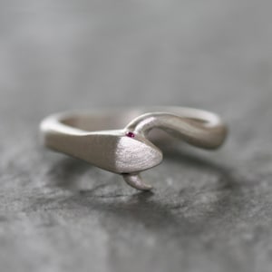 Large Snake Tail Ring in Sterling Silver with Gemstones