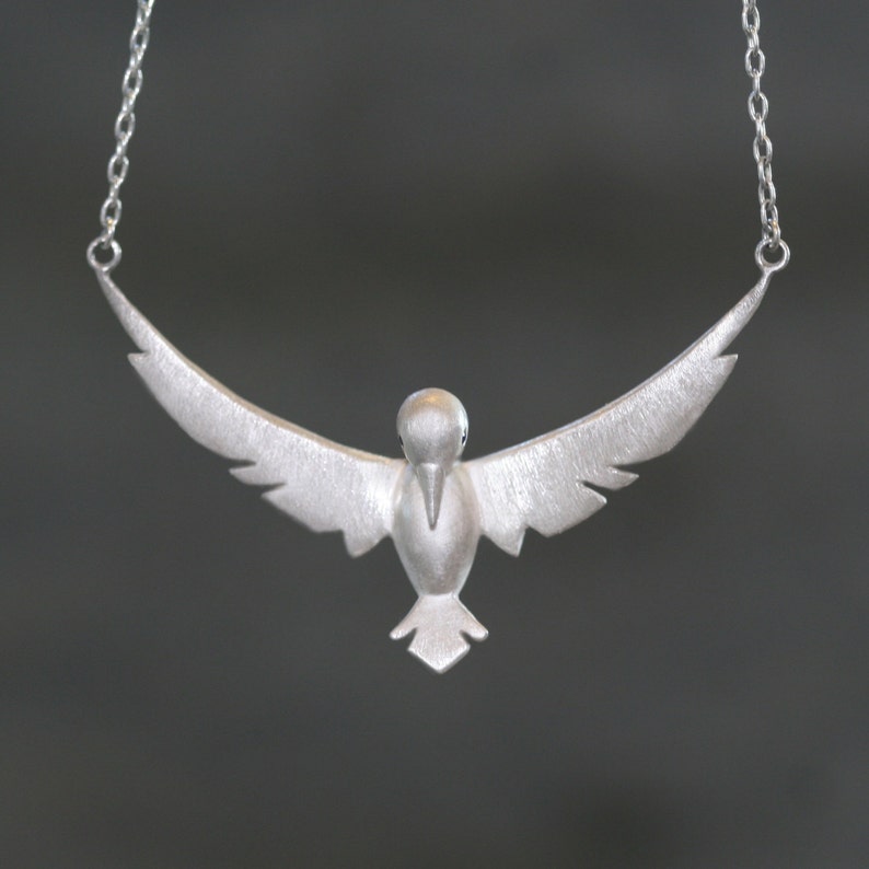 Winged Bird Necklace in Sterling Silver With Sapphires Etsy
