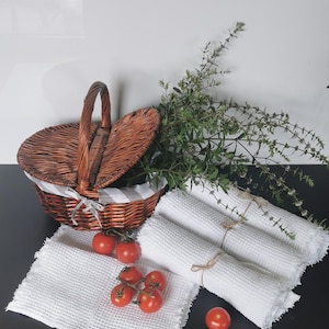 Linen Kitchen Towels, White linen tea towel, Natural Fabric, Eco Friendly Zero Waste Home Textiles, Sustainable Fabric, Soft linen towel