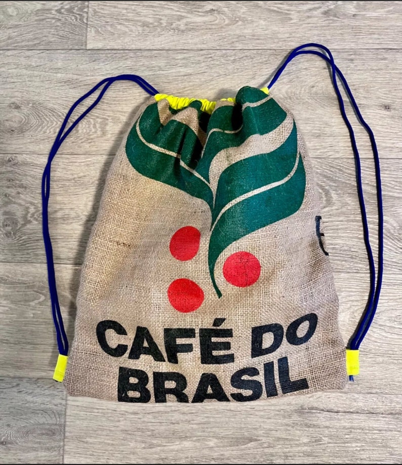 Handcrafted backpack made of coffee jute.Tote bag. image 1