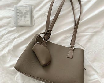 Minimalist Leather Shoulder Bag, Women's Underarm Bag, Cow Leather Bag, Leather Purse