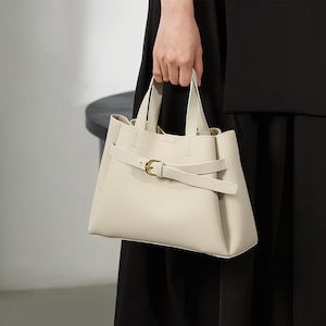 Damenlederhandtasche, kleine Leder-Einkaufstasche, echtes Leder Cross Body Bag, Top Griff Bag