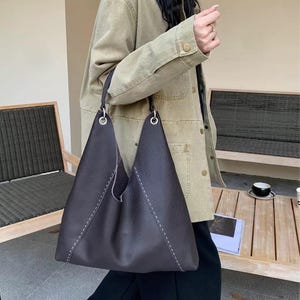 Leather Tote Bag, Genuine Leather Shoulder Bag, Women‘s Commuter Bag, Luxury Tote Bag