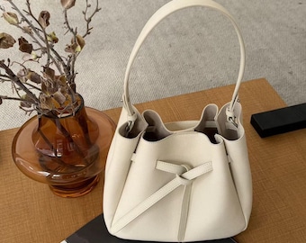 Leather Shoulder Bag, Soft Leather Underarm Bag, Minimal Shoulder Bag, Elegant Commuter Bag, Women's Handbags