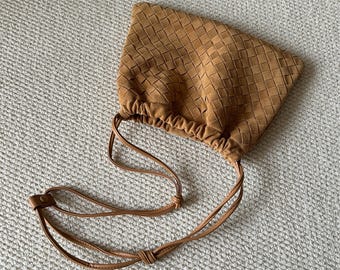 Suede Leather Shoulder Bag, Woven Underarm Shoulder Bag, Small Tote Bag, Women's  Suede Bag， Leather Hobo Bag